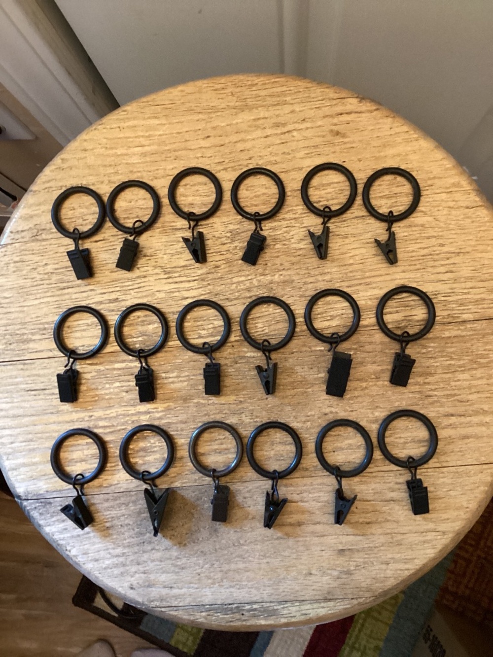 1 inch Metal Curtain Clip Rings in Black, Set of 18